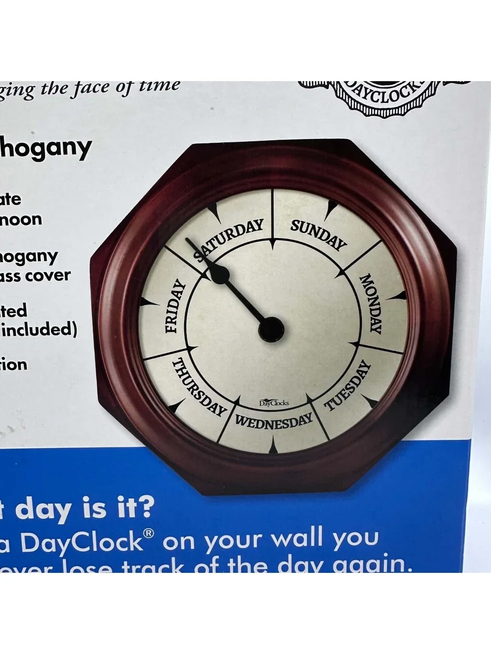 DayClocks DayDial Mahogany Day Of The Week Wall Clock 10